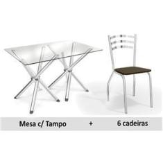 Imagem de Mesa Kappesberg Volga + 6 Cadeiras Portugal Coma/Marrom