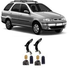 Imagem de Bandeja + Kit Batente Fiat Palio Weekend Dianteiro C Barra 2001 Até 2012 - O Par