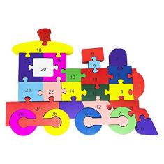 Imagem de Quebra Cabeça Infantil 3D Madeira MDF Alfabeto 26 Peças Trem Toy Mix