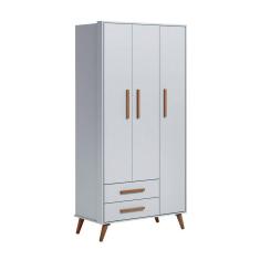 Imagem de Guarda-roupas 3 Portas 2 Gavetas Retrô Q Charm Cor 0009-74-cinza Acetinado