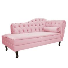 Imagem de Diva Recamier Diana 130Cm Lado Esquerdo Suede - Amarena Móveis Cor Rosa Bebê