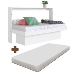 Imagem de Cama Infantil Articulável De Parede Branco Com Colchão Young Art In Móveis