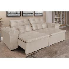 Imagem de Sofá Grécia 2,00 Metros Retrátil E Reclinável  Veludo Bege  Sofá Na We