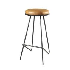 Imagem de Banqueta Canastra Couro Caramelo Base Metal Preto