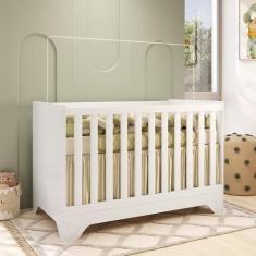 Imagem de Berço Mini Cama 3 em 1 Americano 100% Mdf Liam Retrô Espresso Móveis Branco