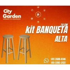 Imagem de Kit com 2 banquetas tamanho 74cm de madeira pinus - City Garden