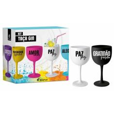 Imagem de 2 Taças Gin Tônica - Paz e Gratidão 580ml Presentes Criativos Brasfoot