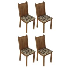 Imagem de Conjunto 4 Cadeiras Lucy Madesa Rustic/Floral Bege/Marrom