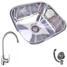Imagem de Cuba Simples 9463 Polida+Torneira Roma Gourmet Inox Guimmis®