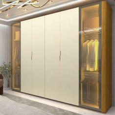 Imagem de Guarda-roupa Casal 6 Portas com 2 Portas Reflecta com Pés com Led Innova Naturale/off White