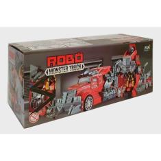 Imagem de Caminhão Transformers Vira Robô Optimus Vermelho Luz E Som. - Fun Game