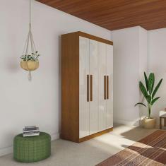 Imagem de Guarda-Roupa Solteiro Miranda 4 pt Imbuia e Off White