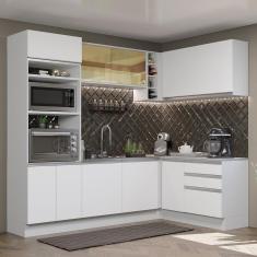 Imagem de Cozinha Completa de Canto Madesa Glamy 399002 com Armário e Balcão (Sem Tampo e Pia) - Branco