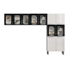 Imagem de Cozinha Compacta Evidence 3 Peças (2 Armários + 1 Paneleiro) CPT62 Branco/Preto - Bertolini