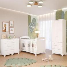 Imagem de Quarto Bebê Completo Berço Americano Marquesa 3 Em 1 Guarda Roupas 2 P