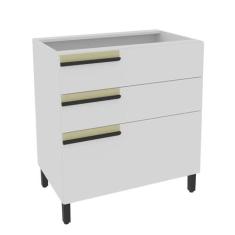 Imagem de Balcão 80cm 3 Gavetas Cozinha Flórida Branco Artico