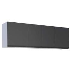 Imagem de Armário Aéreo De Cozinha Preto Em Aço Montado 174cm Gaia Flat Cozimax