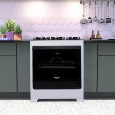 Imagem de Fogão de Chão À Gás 5 Bocas Acendimento Automático Mesa em Inox Forno 