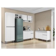 Imagem de Cozinha Ambiente Vanessa E Balcão De Pia Tatiane 120 Cm Branco Brilho