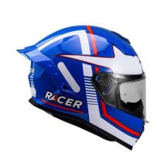 Imagem de  Capacete Racer1 Rc1 Nava Azul Branco Vermelho Mais Viseira Rc1 Fume, 