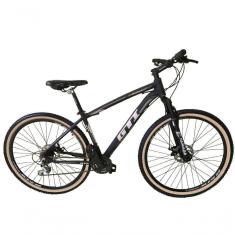 Imagem de Bicicleta Aro 29 Gti Roma Alumínio 21v Freio A Disco Garfo Suspensão Pneu Faixa Bege - Preto-cinza Tam.17