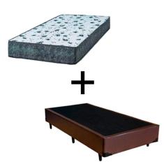 Imagem de Cama Box Solteiro 88 Tecido Marrom Com Colchão Alegro Bello Box D28 Cinza 57x88x188