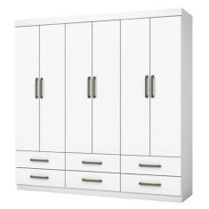Imagem de Guarda Roupa Dallas Casal 6 Portas 6 Gavetas Carioca Cor Branco - Estr