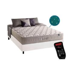 Imagem de Cama Box Casal: Colchão Molas Anjos Masterpocket Commodite + Base Crc