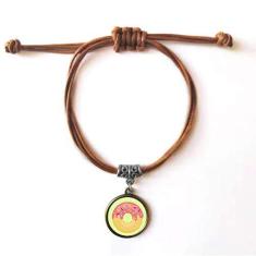 Imagem de DIYthinker Pulseira rosa rosquinha sobremesa doce pulseira couro corda escondida presente joia marrom