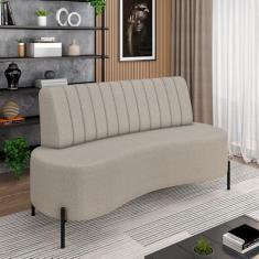 Imagem de Sofá Living Decorativo 2 Lugares 1,60M Katara Pés de Ferro Bouclê Cinza G33 - Gran Belo