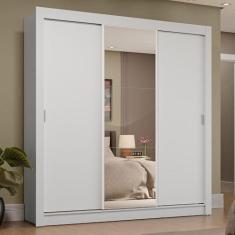 Imagem de Guarda-roupa Casal 3 Portas de Correr com Espelho 4 Gavetas Branco Sublime Plus Madesa
