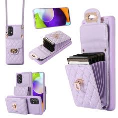 Imagem de Capa carteira acordeão para Samsung Galaxy A13 4G/A13 5G, capa de telefone de couro com 6 compartimentos para cartão e encaixe de metal, capa de telefone à prova de choque com cordão transversal