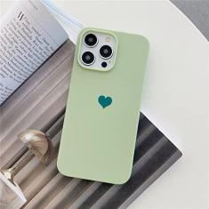Imagem de Capa de telefone de silicone doce colorida fofa coração para iPhone 13 12 11 14 Pro Max Mini XR XS X 7 8 Plus SE 6 Capa traseira em TPU macio, verde claro, para iPhone 12 Mini