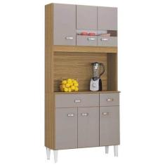 Imagem de Cozinha Compacta Manu 6 Portas 2 Gavetas Poquema Cor Damasco Off White