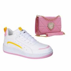 Imagem de Kit Tênis Feminino Casual e Bolsa Transversal Baladinha Elegante Origi