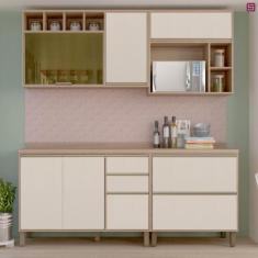 Imagem de Cozinha Compacta Mel Vanilla E Pérola Off C/ Vidro Reflecta - Armário