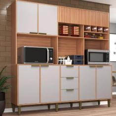 Imagem de Cozinha Compacta 7 Portas 3 Gavetas Emilia J Carvalho, Freijo/Fumê