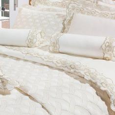 Imagem de Jogo de Cama Queen Amande 4 Peças Percal 200 Fios Bernadete Casa Palha