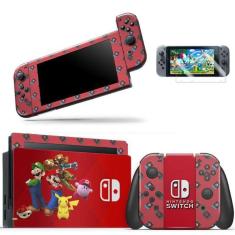 Imagem de Skin Adesivo Protetor Para Nintendo Switch + Película Mario Nintendo Switch Pikachu Kirby B1
