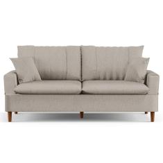 Imagem de Sofá 3 Lugares 180cm Com Almofadas Veras D05 Linho Bege - Mpozenato