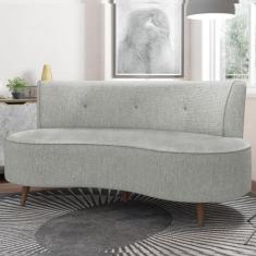 Imagem de Sofá Living 2 Lugares 160cm Aang Pés Palito Linho Cinza G33 - Gran Bel