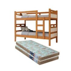 Imagem de beliche solteiro jaspe mdf que vira duas cama nature off white com 2 c