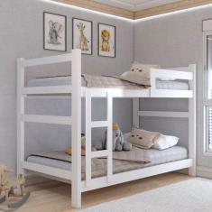 Imagem de Beliche Aconchego 100% Mdf com Escada e Grade de Proteção Branco - Panorama Móveis