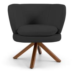 Imagem de Poltrona Decorativa Sala de Estar Melissa Base Giromad Giratória C-465 Linho Chumbo - Domi