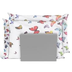 Imagem de Jogo De Lençol Casal Queen 3 Peças 200 Fios Borboletas Cinza - Casa Ho