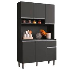 Imagem de Kit Cozinha Helena 105cm 6 Portas 1 Gaveta Cinza - Bela Móveis