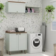 Imagem de Kit Área De Serviço Balcão 2 Portas E Armário Aéreo 100% Mdf Acquaflex