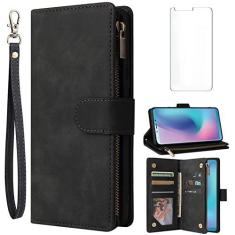 Imagem de Asuwish Capa carteira compatível com Samsung Galaxy A6S e protetor de tela de vidro temperado, capa flip de couro, suporte de cartão, acessórios de celular, capas para celular para mulheres A 6 6A S
