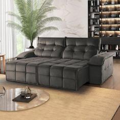 Imagem de Sofá Retrátil e Reclinável 210cm 2 Lugares M122  Cinza Escuro