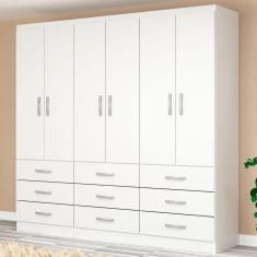 Imagem de Guarda-Roupa Casal 6 Portas 9 Gavetas Branco - Evidencia Móveis